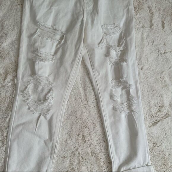 PacSun Prime Torn White Mom Jeans size 29 very distressed - Picture 8 of 14
